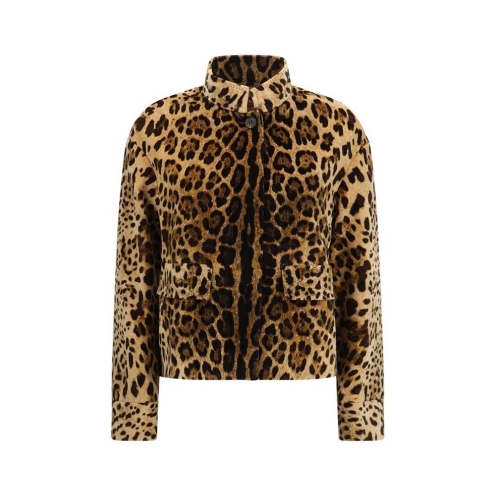 Max Mara Studio Women Printed Smooth Velvet Boxy Jacket